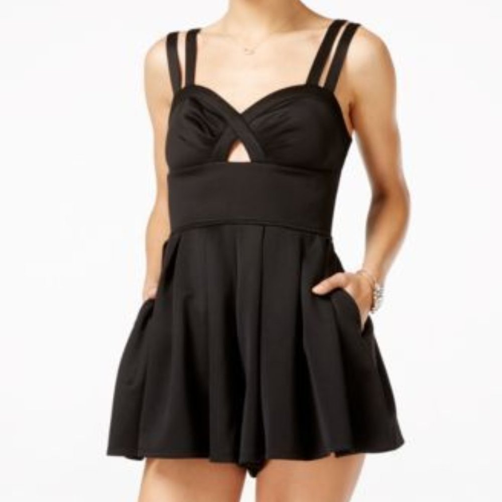 Macys Juniors Sleeveless Keyhole Romper Black
